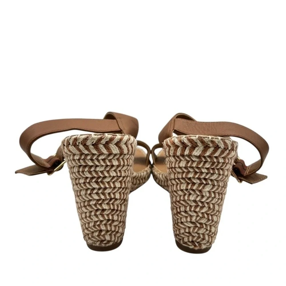 Steve Madden Women Tan‎ Leather Espadrille Wedge Sandals Ankle Strap Size 11M